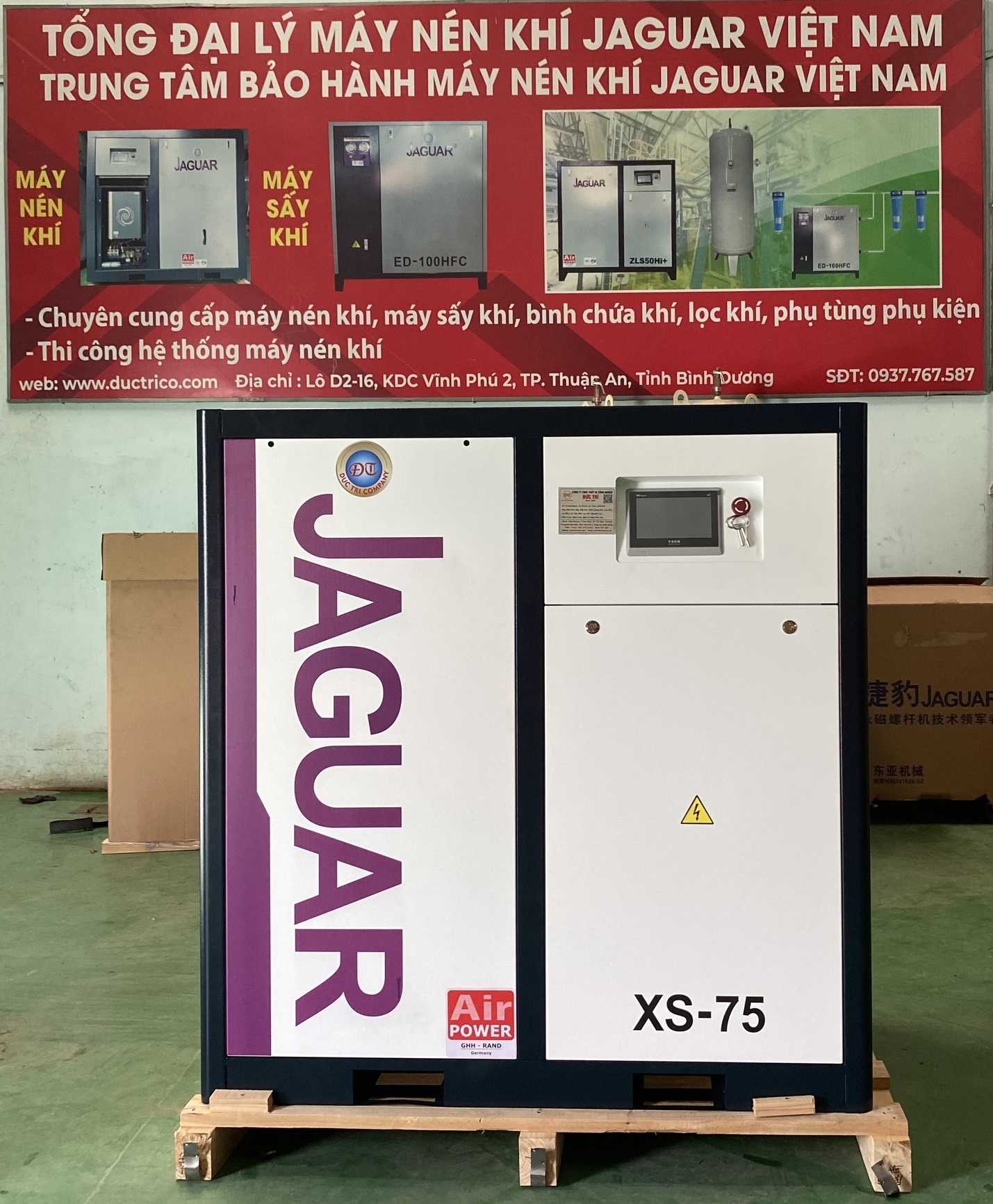 MÁY NÉN KHÍ TRỤC VÍT BIẾN TẦN JAGUAR 55KW/75HP